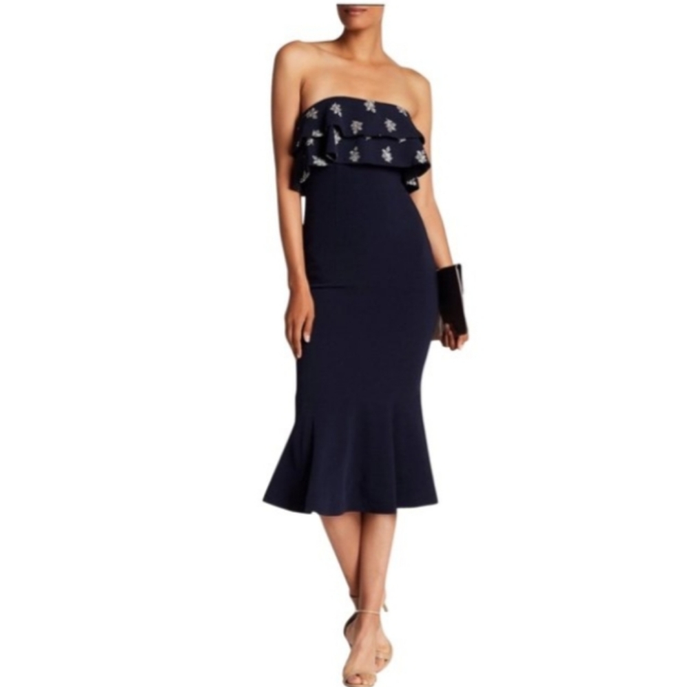 Cinq a Sept Eza Strapless Ruffle Cocktail Dress